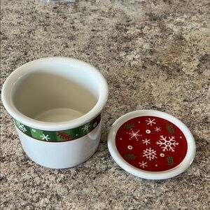 Longaberger Festive Holiday Ceramic Crock with Lid